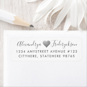 Silver Romantic Heart Return Address Label