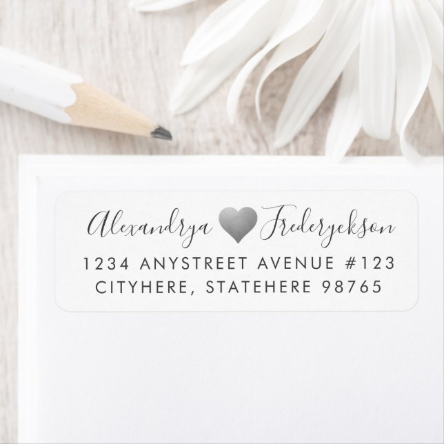 Silver Romantic Heart Return Address Label (Insitu)