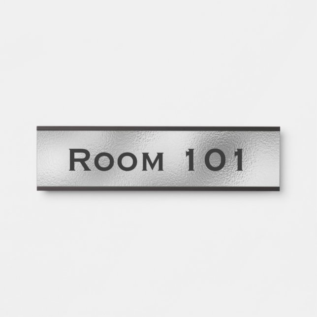 Silver Room Number Door Sign Hotel Office Building (Front)