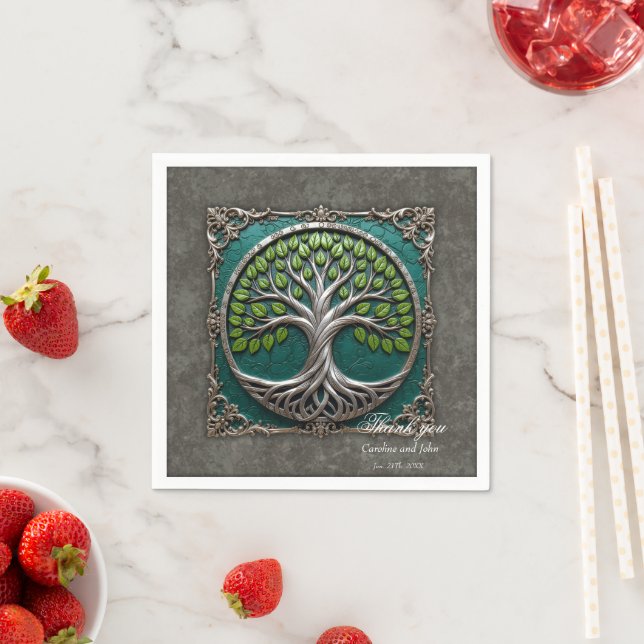 Silver Roots of Eternity – Tree of Life.  Napkin (Insitu)