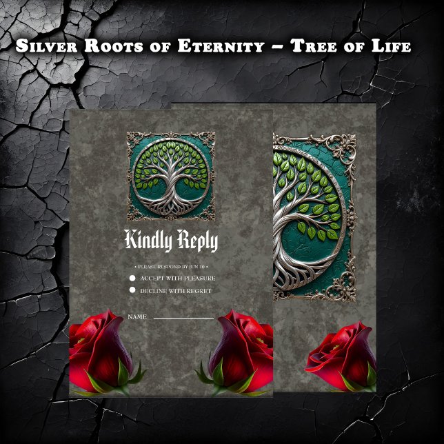 Silver Roots of Eternity – Tree of Life.   RSVP Card (Creator Uploaded)