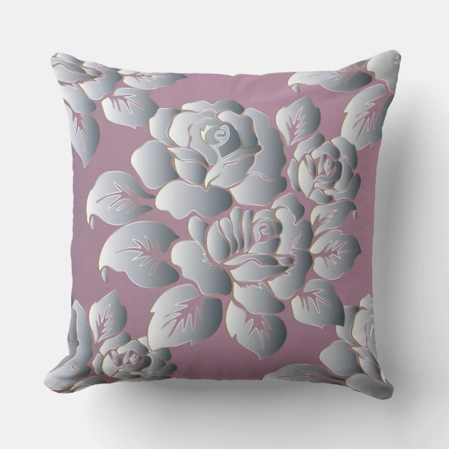 Silver/Rose Decorative Pillow (Front)