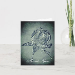 Silver Rose Floral Art Thank You Card