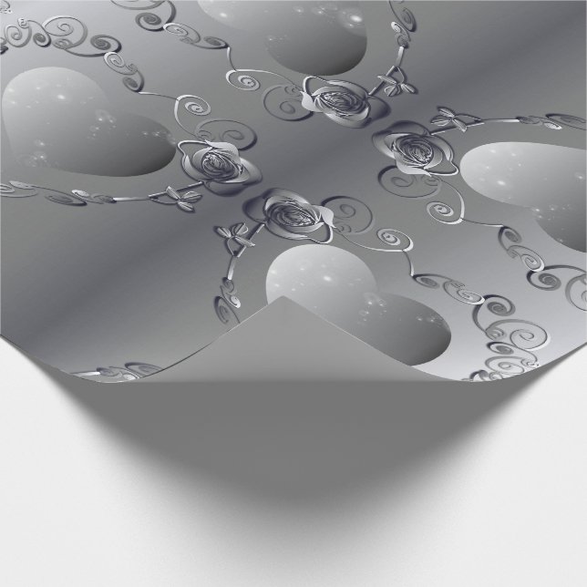 Silver Rose Frame Wrapping Paper (Corner)