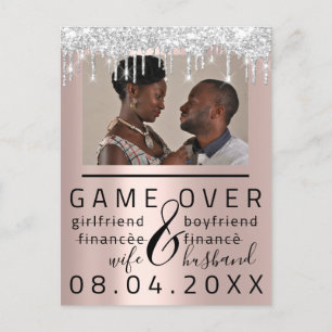 Silver Rose Funny Save The Date Couple Photo Postcard