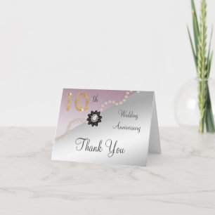 Silver Rose Gold 10th Anniversary Thank You Card