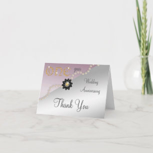 Silver Rose Gold 1st Wedding Anniversary Thank You