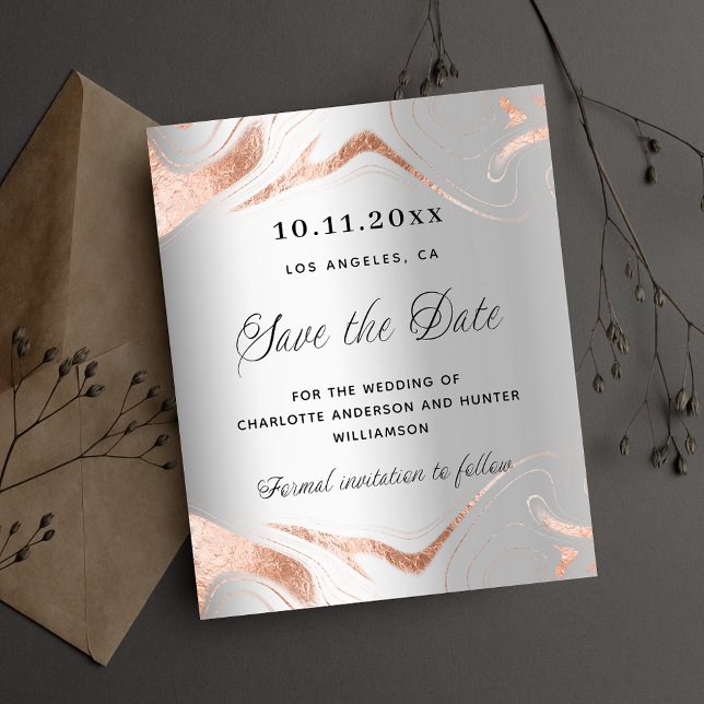 Silver rose gold budget wedding save the date (Creator Uploaded)