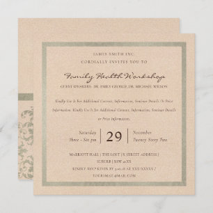 SILVER ROSE GOLD DAMASK CLASSIC WORKSHOP EVENT INVITATION