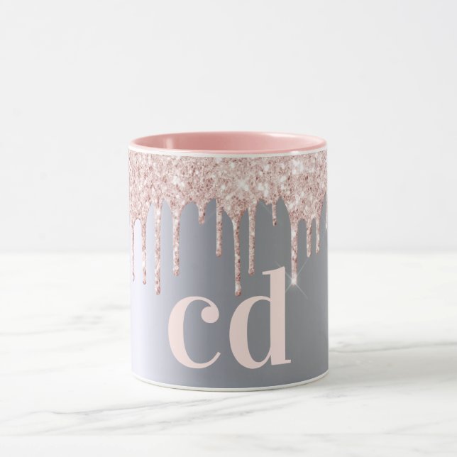 Silver rose gold monogram initials mug (Center)
