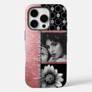 Silver & Rose Gold Photo Collage - Customise It iPhone 16 Pro Case