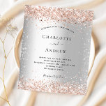 Silver rose gold wedding invitation<br><div class="desc">A faux silver looking background. Decorated with rose gold confetti.  Personalize and add your names and party details. 

1 sheet = 1 invitation printed edge to edge.</div>