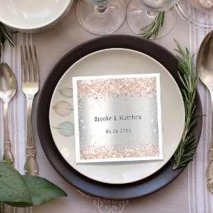 Silver rose gold wedding napkin