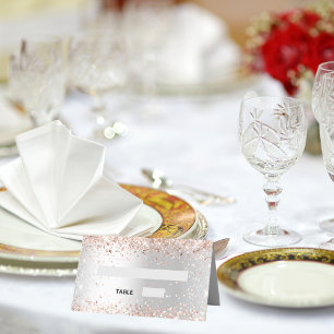 Silver rose gold wedding place card