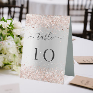 Silver rose gold wedding table number
