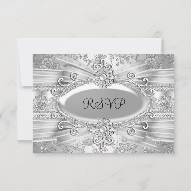 Silver Rose & Jewel 25th Anniversary RSVP (Front)