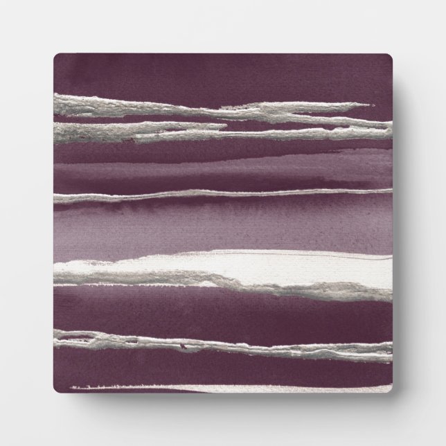 Silver Rose Purple Abstract Print Plaque (Front)