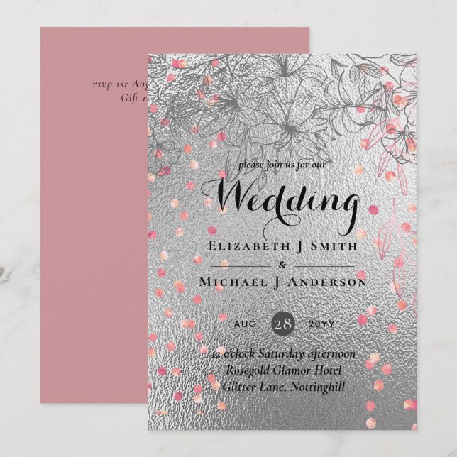 Silver Rosegold WEDDING Metallic Glitter BUDGET (Front/Back)