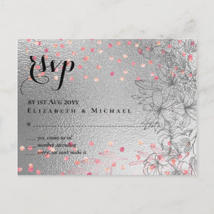 Silver Rosegold WEDDING Metallic Glitter BUDGET Postcard