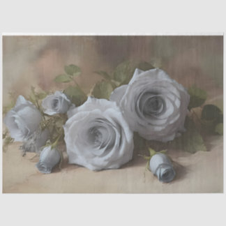 Silver Roses Tissue Paper