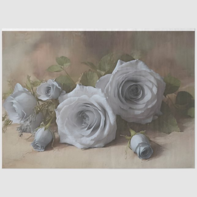 Silver Roses Tissue Paper (Front)