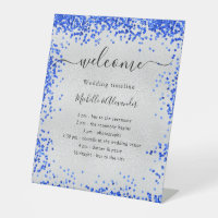 Silver royal blue wedding program timeline