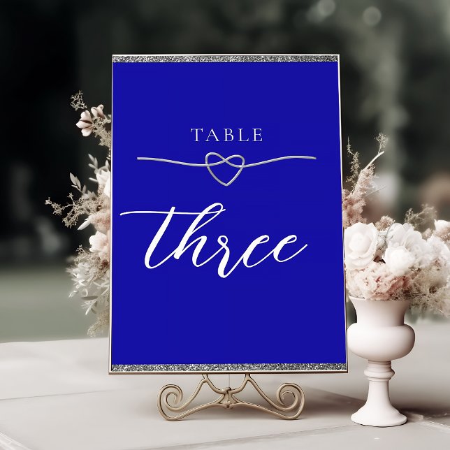 Silver Royal Blue Wedding Table Number (Creator Uploaded)