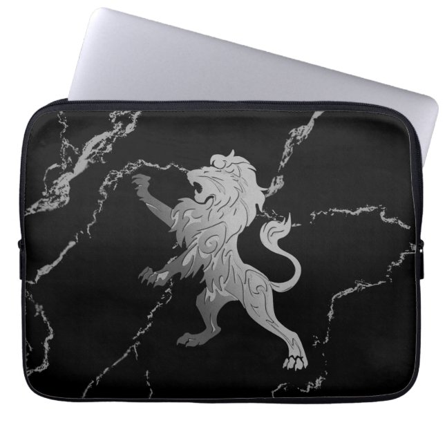 Silver Royal Lion Laptop Sleeve (Front)