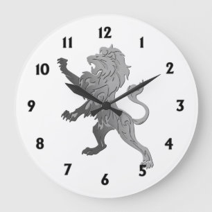 Silver Royal Lion Large Clock