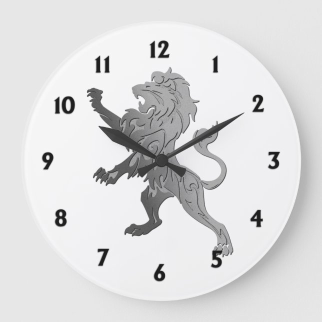 Silver Royal Lion Large Clock (Front)