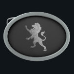 Silver Royal Lion on Black  Belt Buckle<br><div class="desc">Silver lion on black</div>