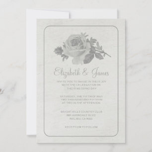 Silver Rustic Floral/Flower Wedding Invitations