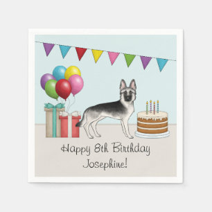 Silver Sable German Shepherd Colourful Birthday Napkin