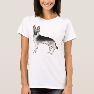 Silver Sable German Shepherd Cute Cartoon Dog T-Shirt