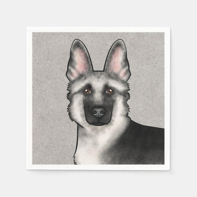 Silver Sable German Shepherd Cute Dog Head Napkin (Front)