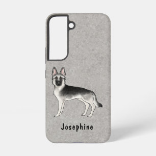 Silver Sable German Shepherd Cute GSD Dog And Text Samsung Galaxy Case