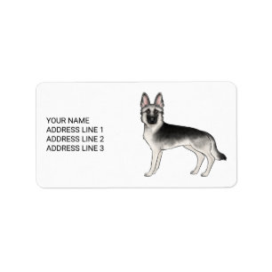 Silver Sable German Shepherd Dog And Custom Text Label