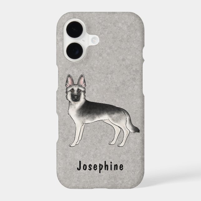 Silver Sable German Shepherd Dog With Custom Name (Back)