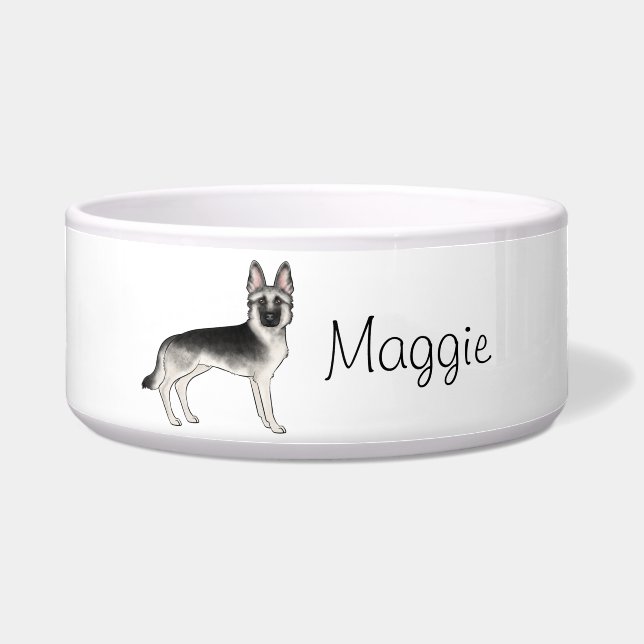 Silver Sable German Shepherd Dog With Custom Name (Front)