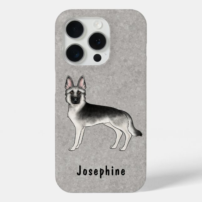 Silver Sable German Shepherd Dog With Custom Name Case-Mate iPhone Case (Back)