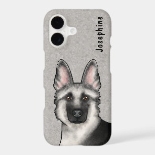 Silver Sable German Shepherd Head And Custom Name