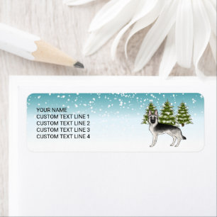 Silver Sable German Shepherd In Winter With Text Return Address Label