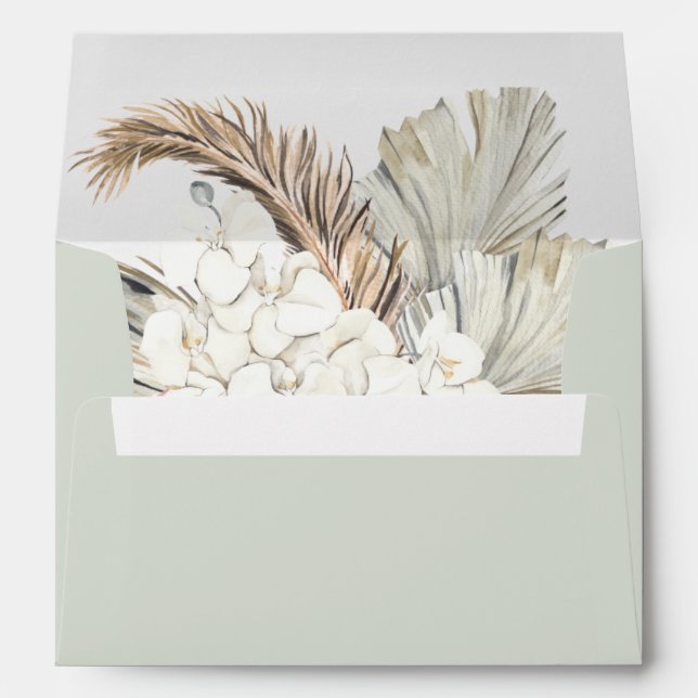 Silver Sage Boho Botanical Return Address Envelope (Back (Bottom))