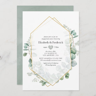 Silver Sage Eucalyptus Geometric Engagement Party Invitation