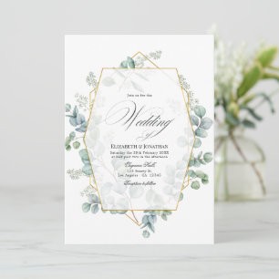 Silver Sage Eucalyptus Geometric Wedding Invitation
