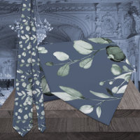 Silver Sage Eucalyptus Greenery Wedding Navy Blue