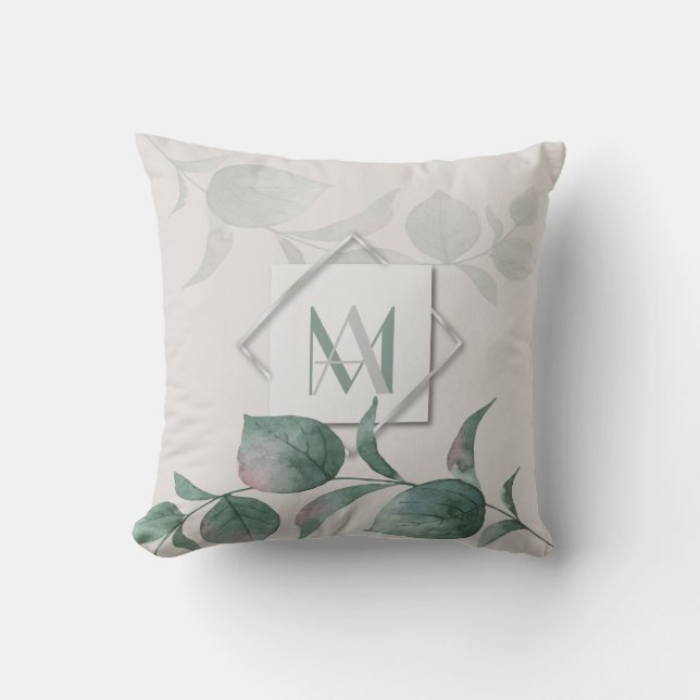 Silver Sage Eucalyptus Wedding Cushion (Front)