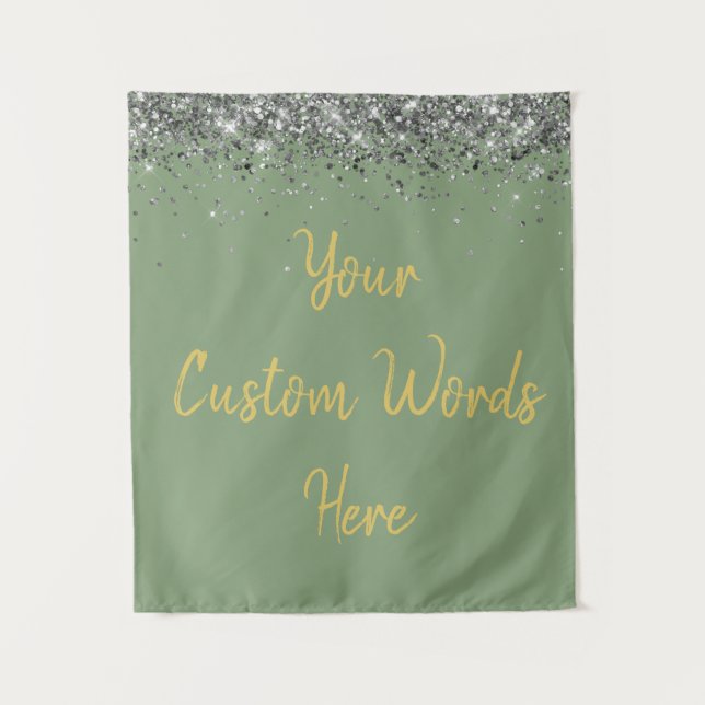 Silver Sage Green Birthday Party Photo Booth Prop  Tapestry (Front)