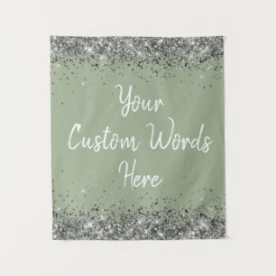 Silver Sage Green Birthday Party Photo Booth Prop Tapestry