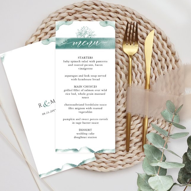 Silver Sage  Watercolor, Elegant Floral Wedding Menu (Creator Uploaded)